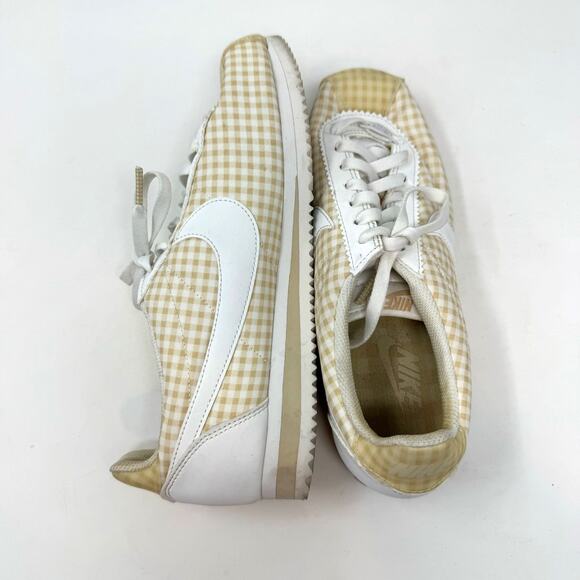 Nike Cortez QS Tan Gingham Sneakers Shoes Womens 10 Check Normcore Preppy Retro - Picture 9 of 9